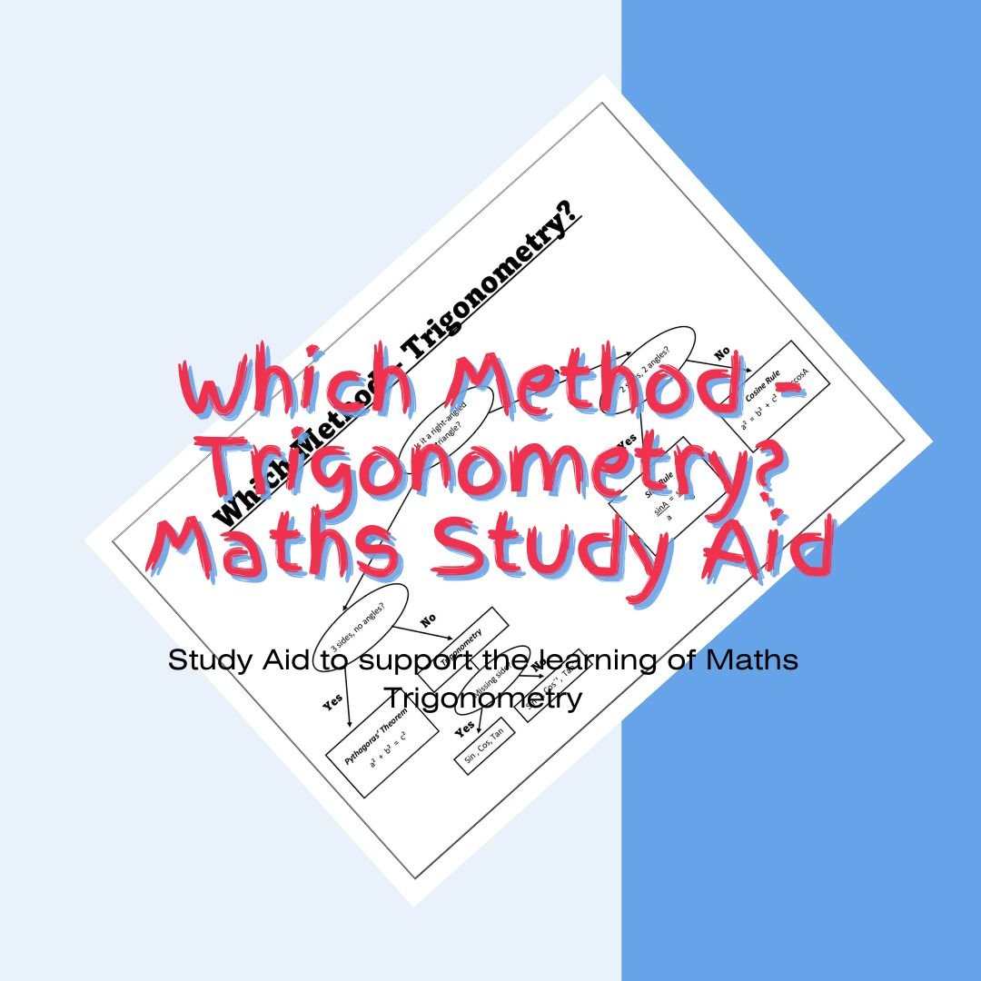 Trigonometry maths study aid sheet.