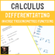 Derivatives of Inverse Trigonometric Functions Worksheet