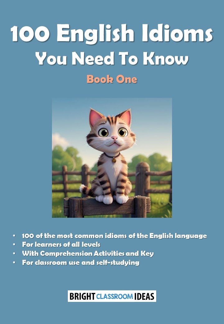 100 English idioms book featuring a cute kitten illustration