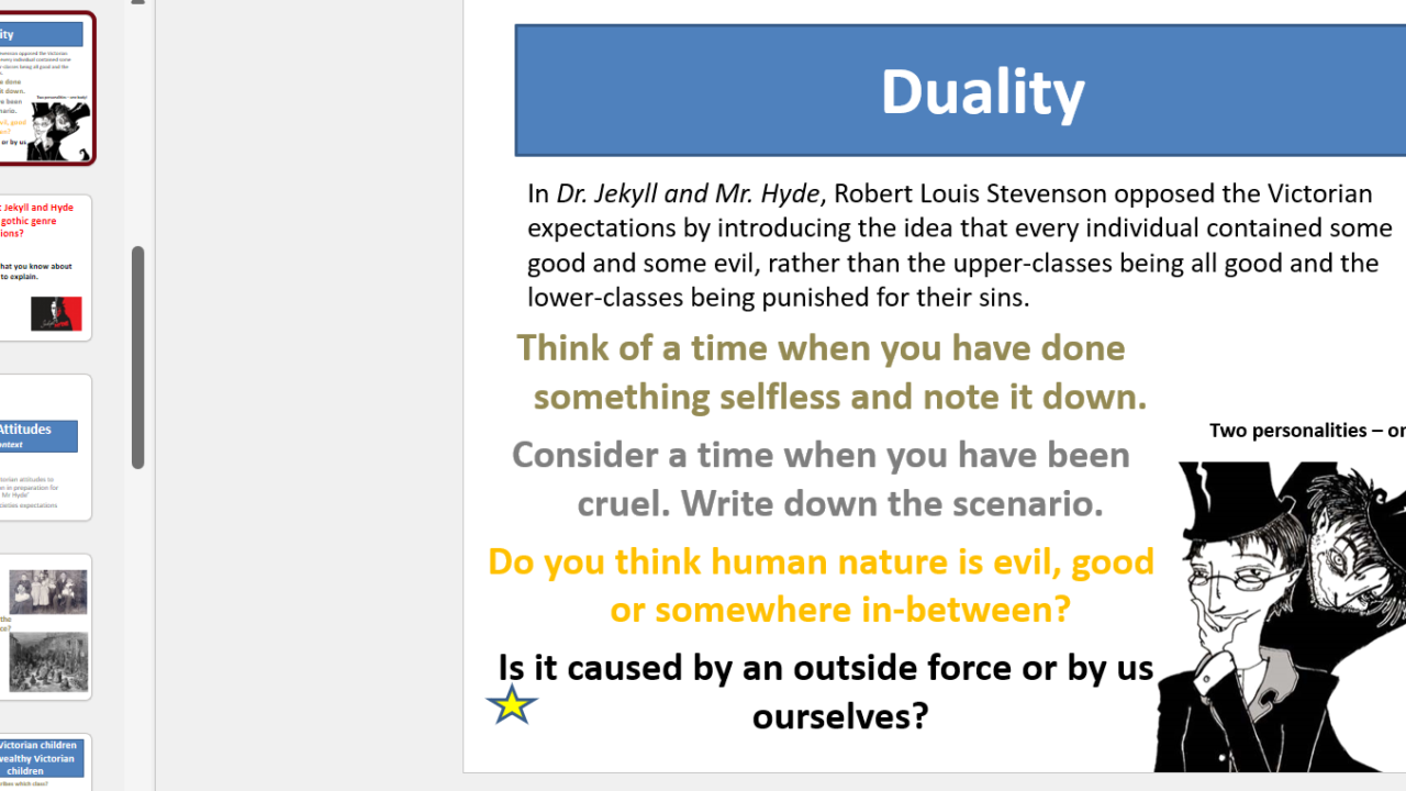 Slide 6: Duality in Dr. Jekyll and Mr. Hyde.