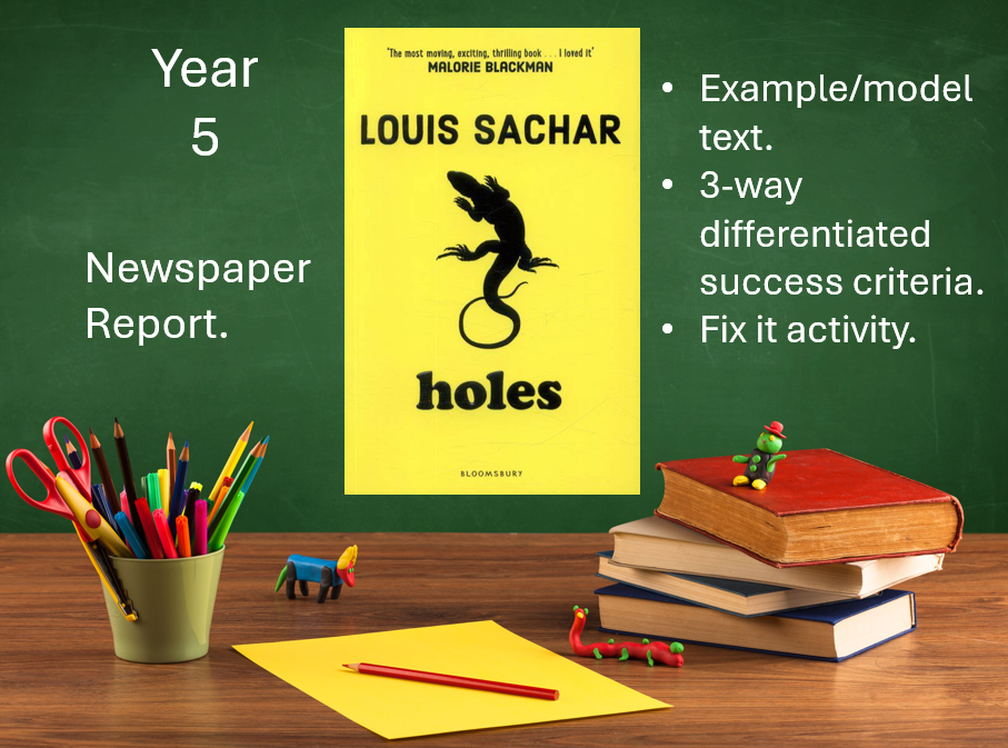 Year 5 newspaper report lesson with Holes book.