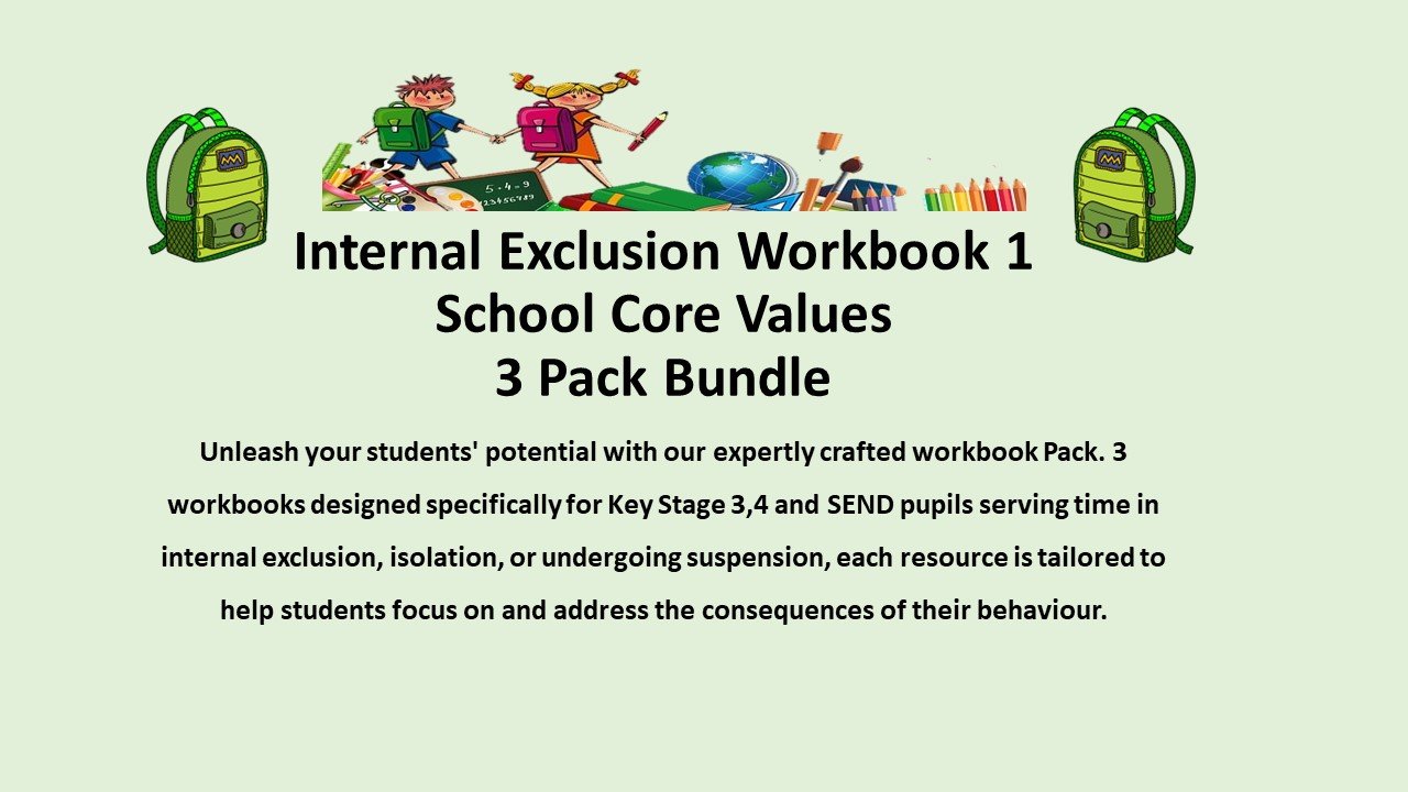 Internal Exclusion Workbook 1 School Core Values Bundle