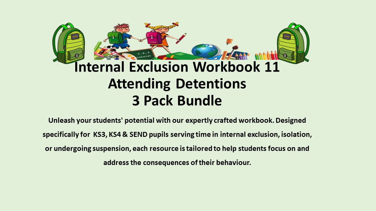 Internal Exclusion Workbook 11 - 3 Pack Bundle