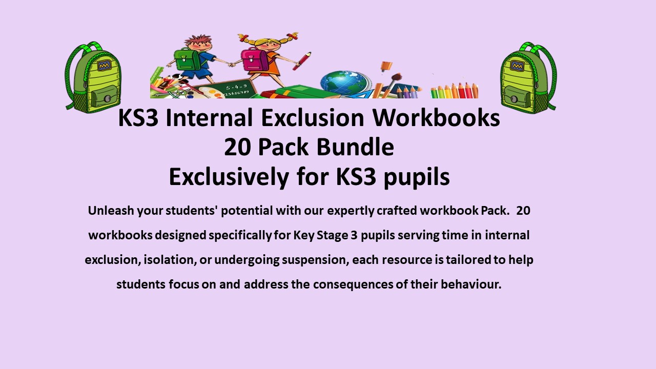 KS3 internal exclusion workbooks 20 pack bundle