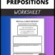 Prepositions grammar worksheet for students.