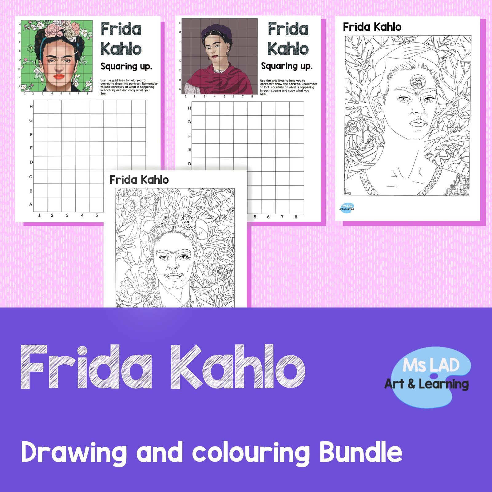 Frida Kahlo drawing and colouring bundle