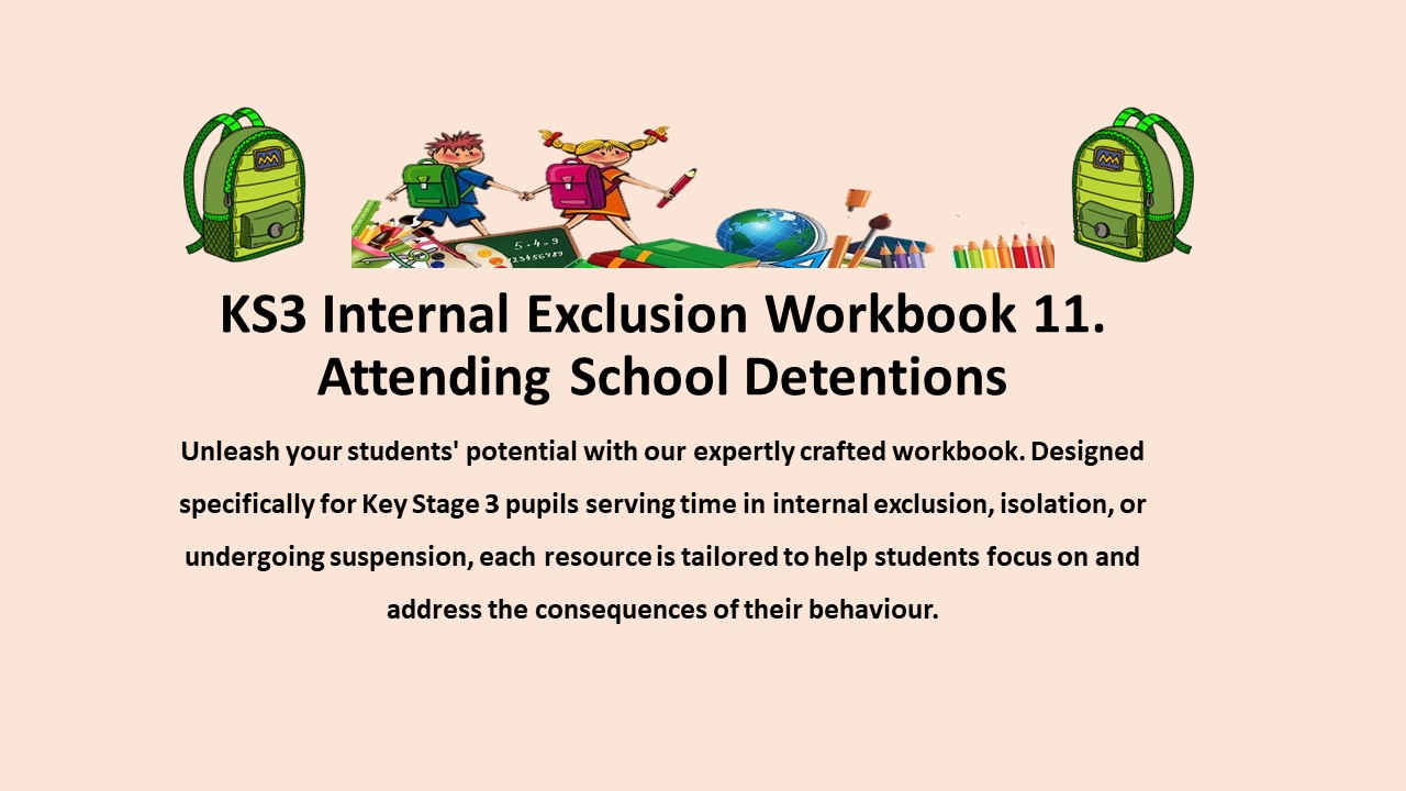 KS3 Internal Exclusion Workbook for School Detentions