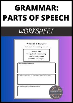 Grammar parts of speech worksheet for nouns.