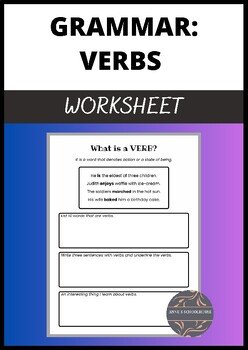 Grammar worksheet on verbs