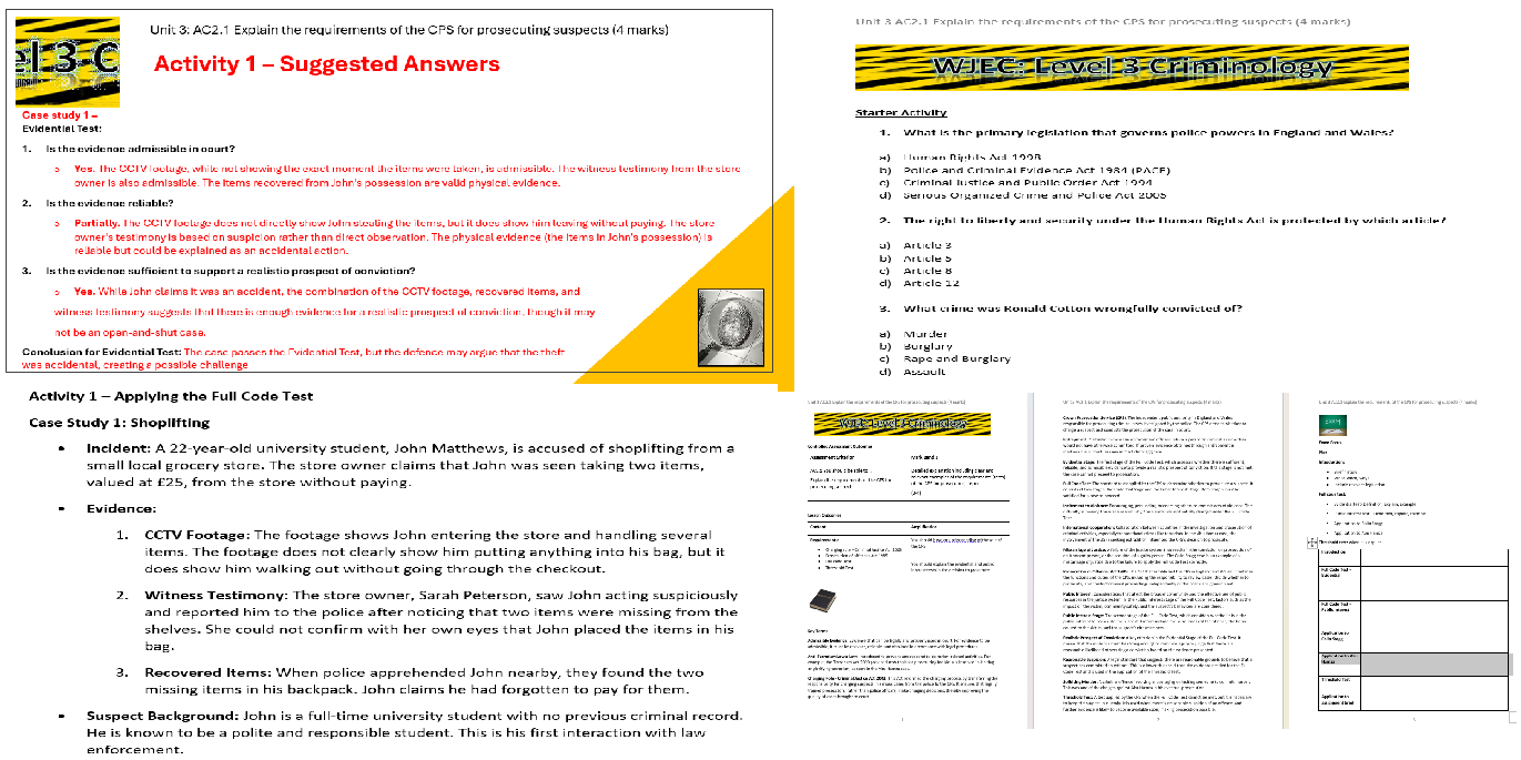 Criminology study material on shoplifting and prosecution.