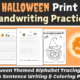 Halloween handwriting practice book, 69 pages, alphabet tracing.