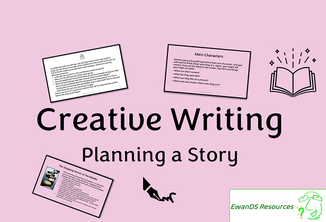 Creative writing planning guide with resources.