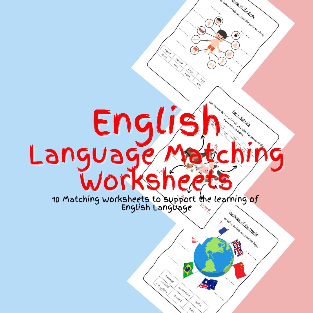 English matching worksheets for language learning.