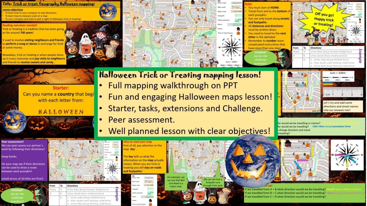 Halloween mapping lesson with activities and objectives.