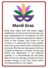 Mardi Gras summary with colourful mask illustration.