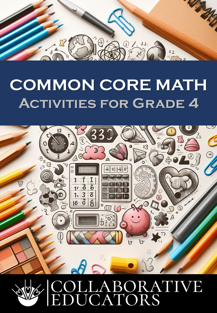 Grade 4 common core math activities book cover.