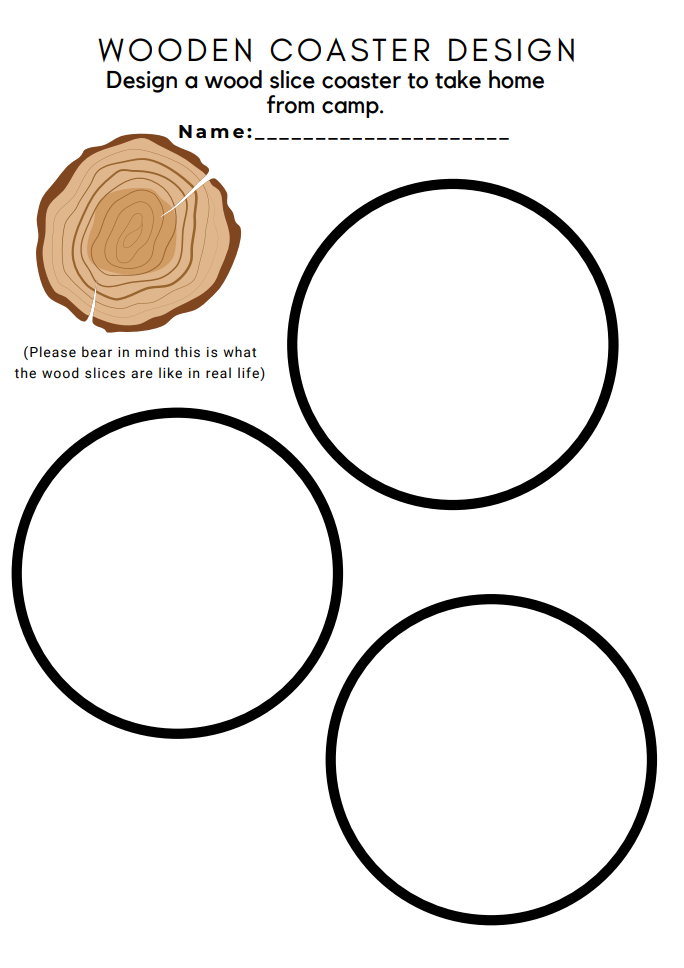 Wooden coaster design template with three blank circles.