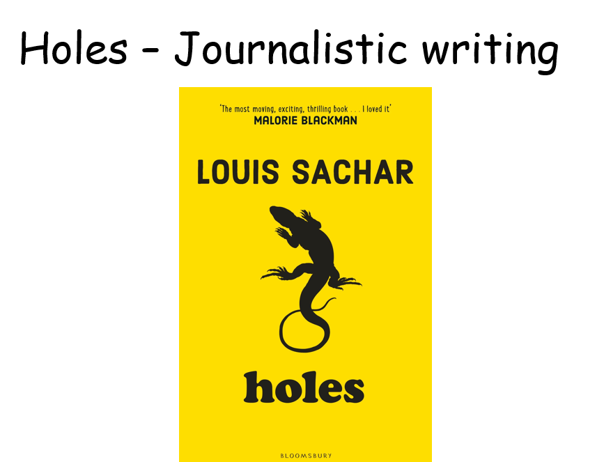 Cover of 'Holes' by Louis Sachar, yellow background.