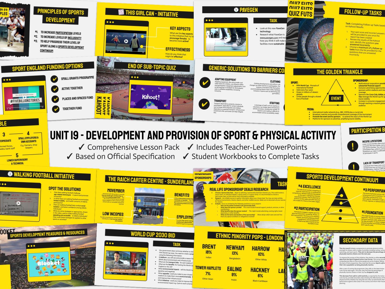 Unit 19 sports development resources overview