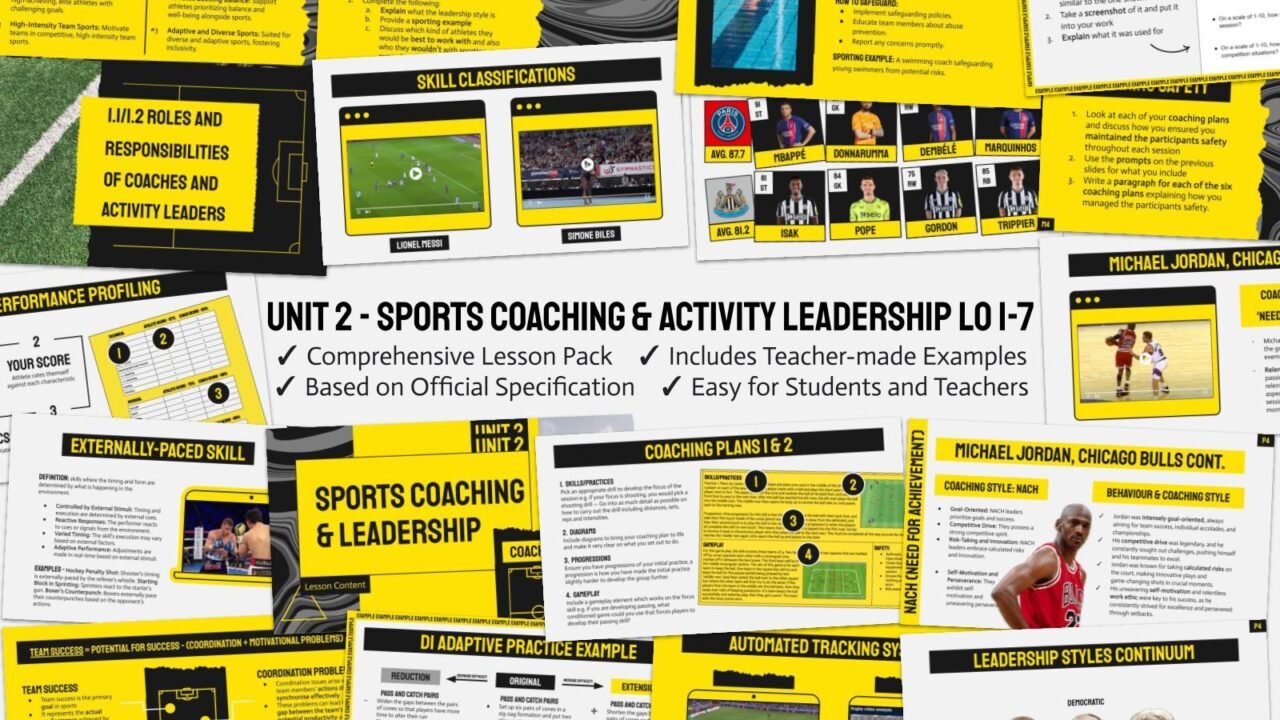 Sports coaching and leadership lesson materials overview.