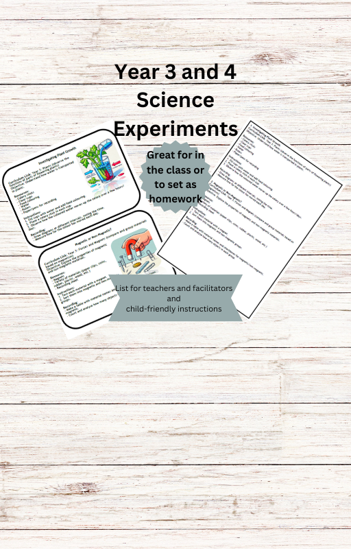 Year 3 and 4 science experiments for homework