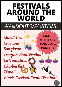 Colourful festival posters and handouts from around the world.