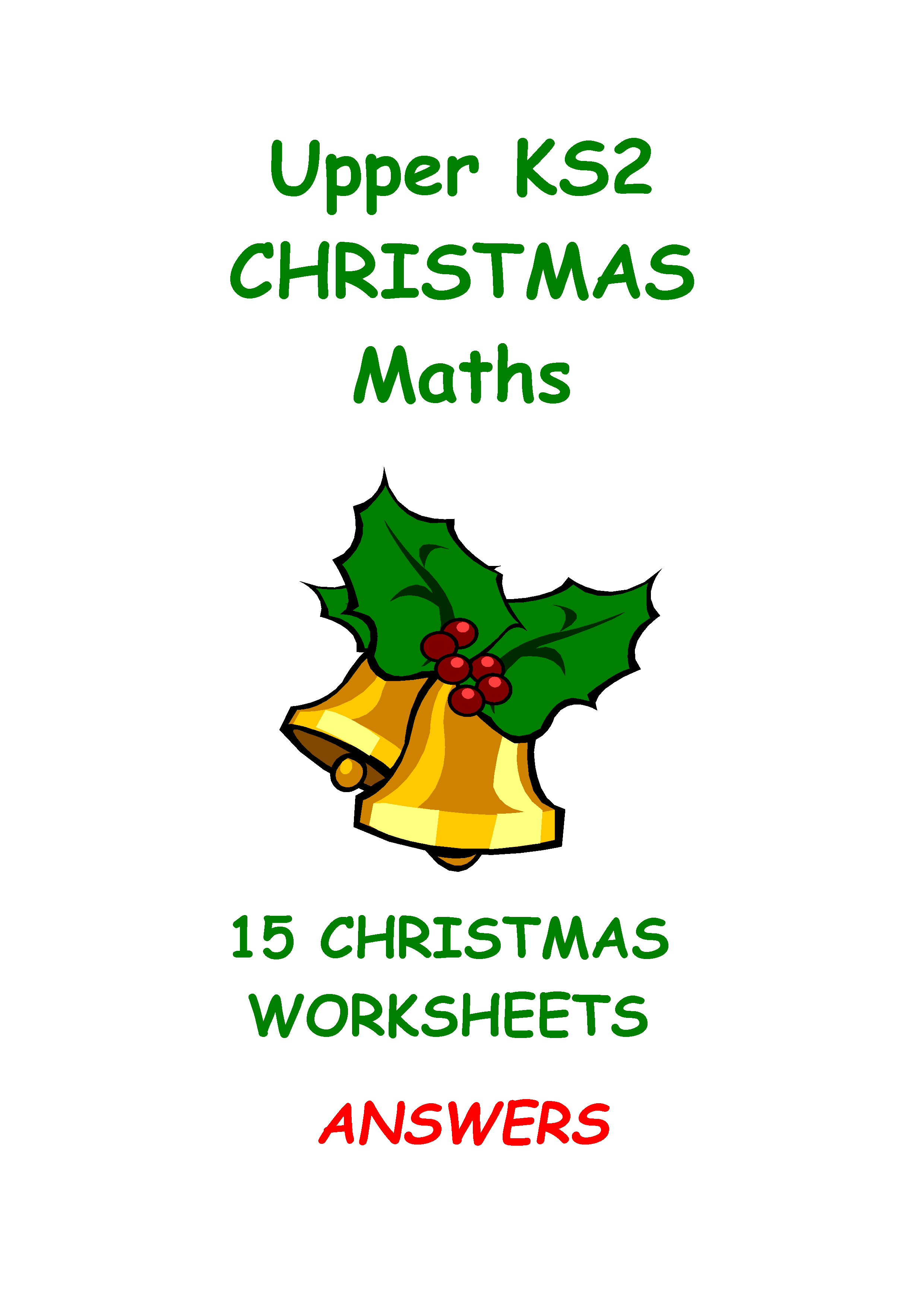 Upper KS2 Christmas Maths Worksheets Answers Cover