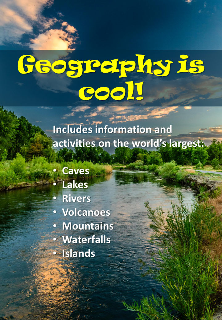 Geography activities guide on caves, lakes, rivers.