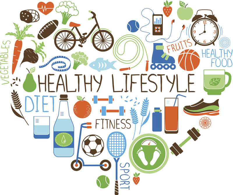 Illustration promoting healthy lifestyle choices and activities.