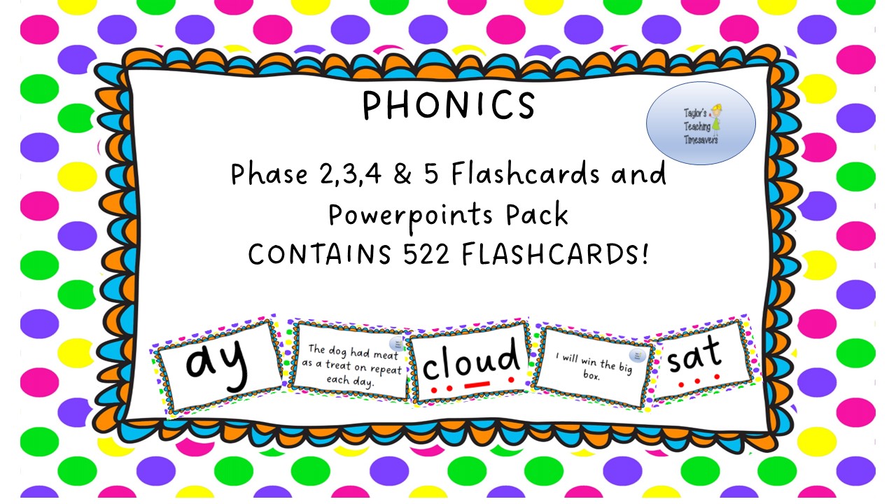 Phonics flashcards and PowerPoint pack for learning.