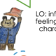 Illustrated bear character tipping hat, holding suitcase.