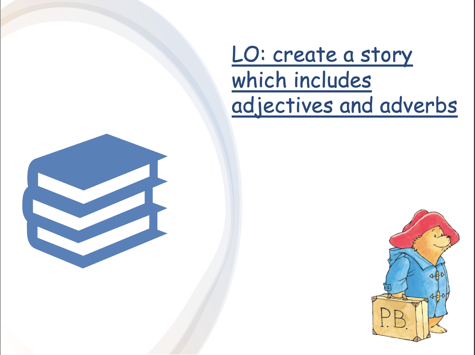 Story creation with adjectives and adverbs