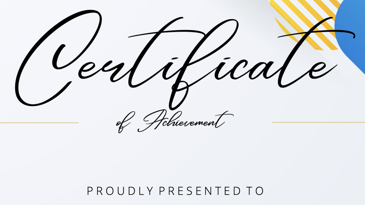Certificate of Achievement template with colourful design.