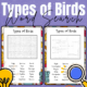 Bird types word search puzzle with colourful design.