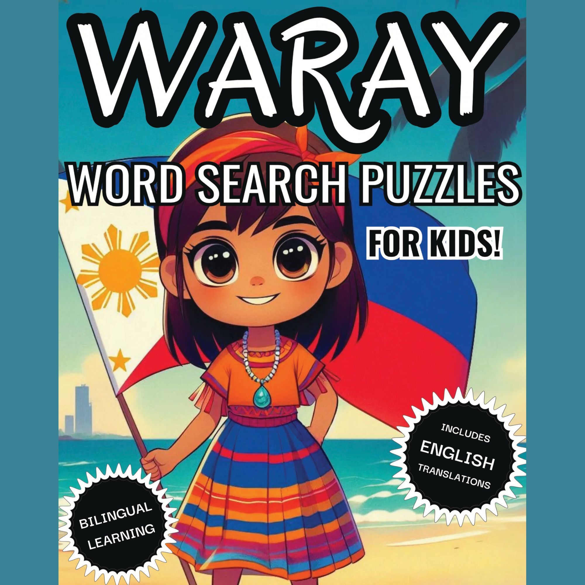 Waray word search puzzles for kids, bilingual learning book