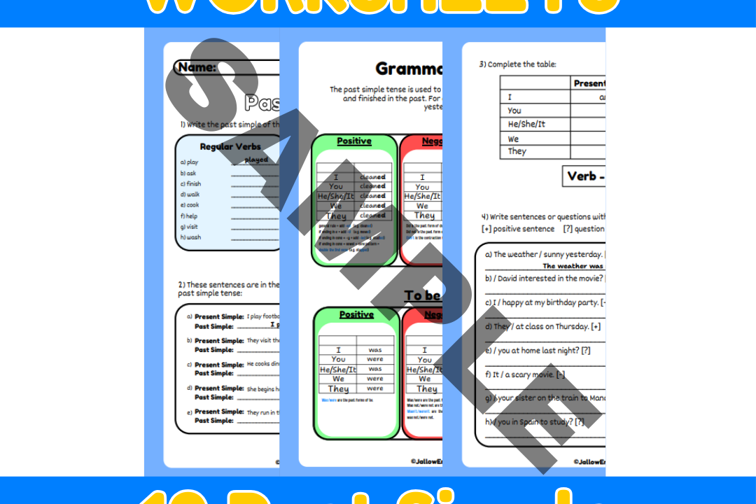 ESL worksheets: past simple tense activities