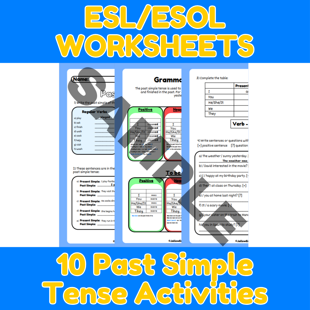 ESL worksheets: past simple tense activities