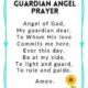 Guardian angel prayer with decorative border and sunflower.