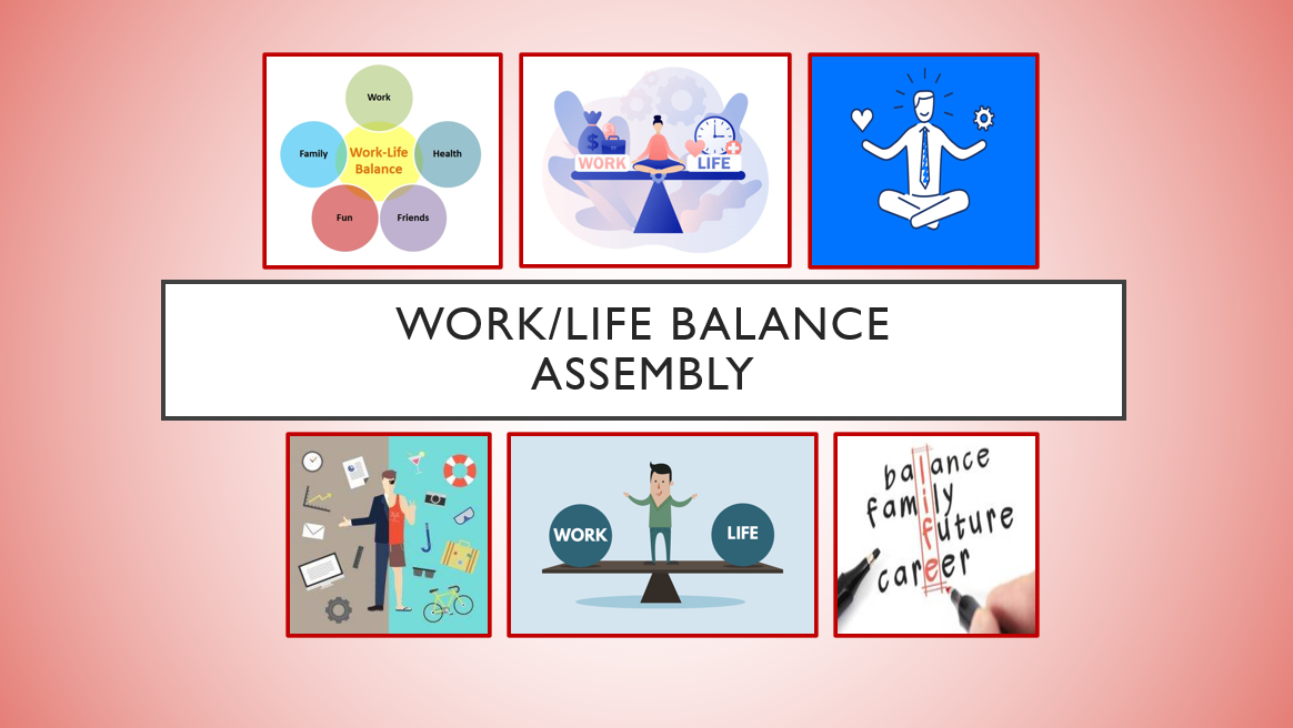 Illustrations of work-life balance concepts.