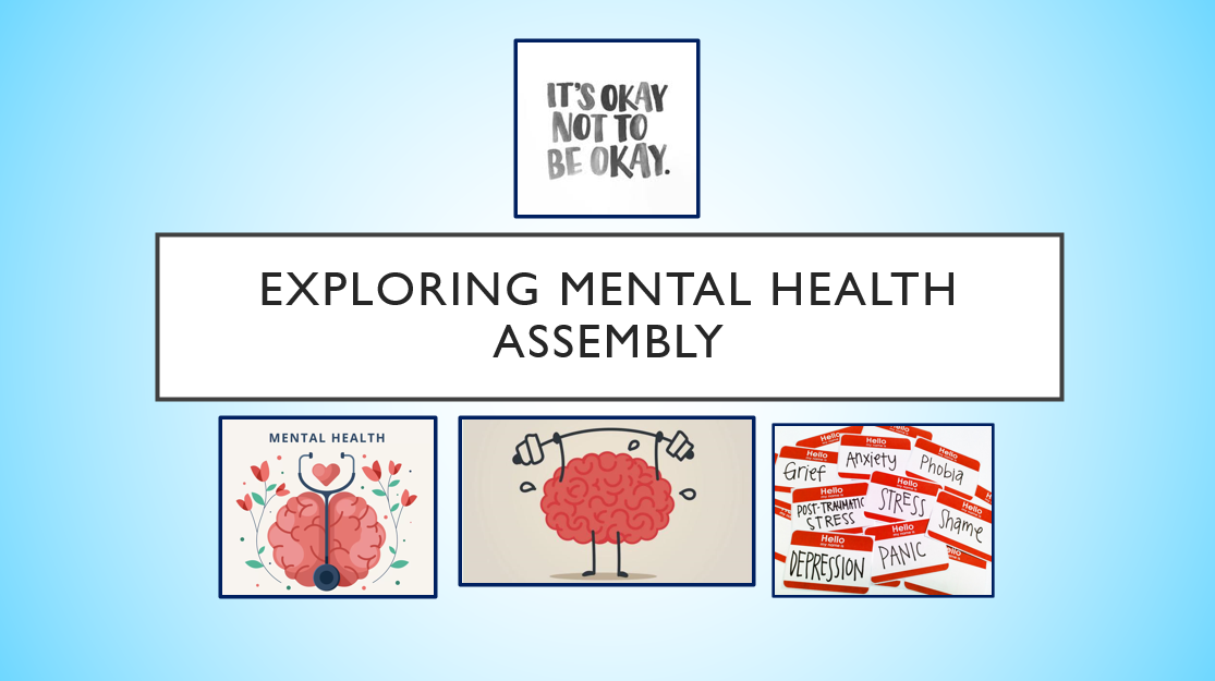 Mental health awareness with brain illustrations.