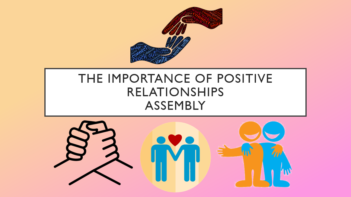 Positive relationships assembly illustration with symbolic icons.