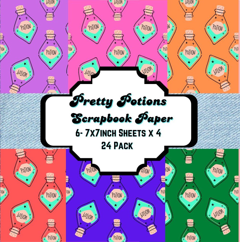 Pretty potions scrapbook paper pack, colourful designs