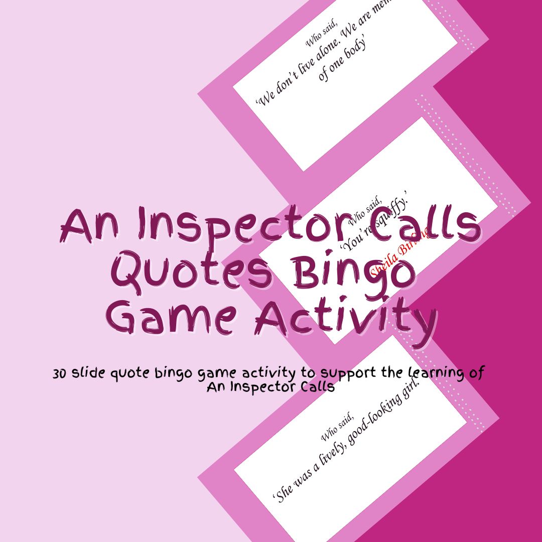 Inspector Calls quotes bingo game activity cover.