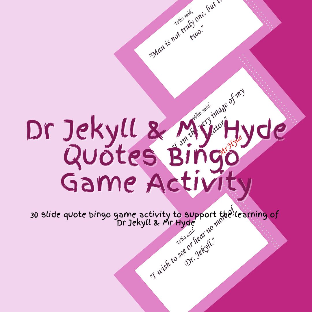 Dr Jekyll and Hyde quotes bingo game activity.