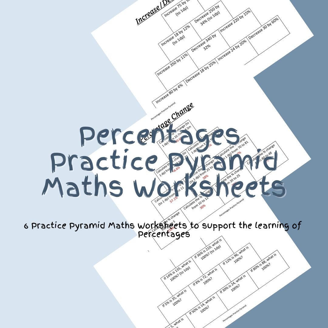 Percentages practice pyramid maths worksheets.