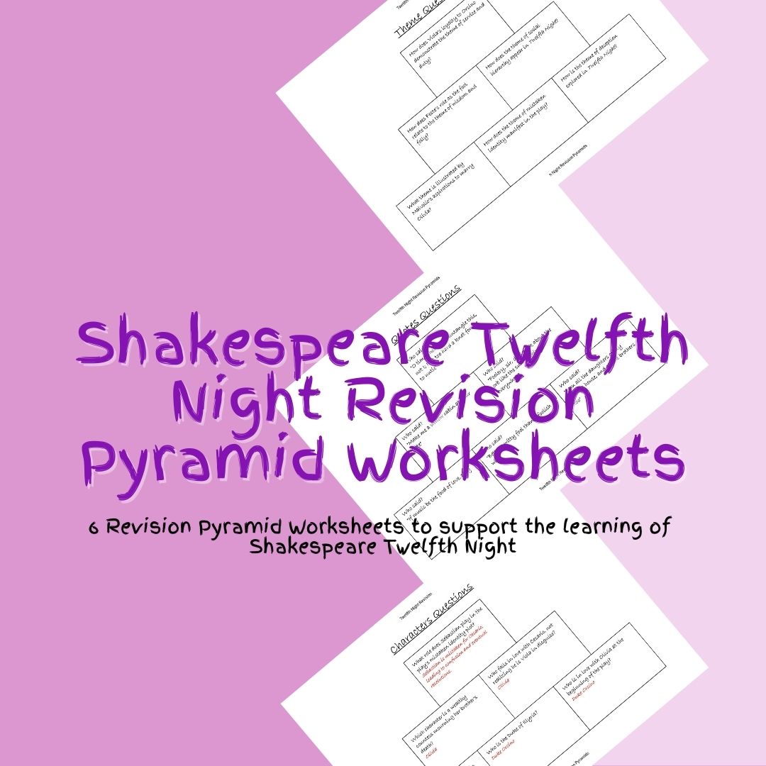 Shakespeare Twelfth Night revision worksheets