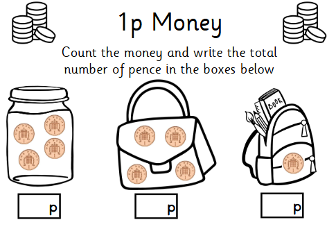 Calculate and write total 1p coins in containers.