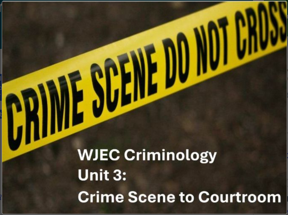 Crime scene tape with criminology course title.