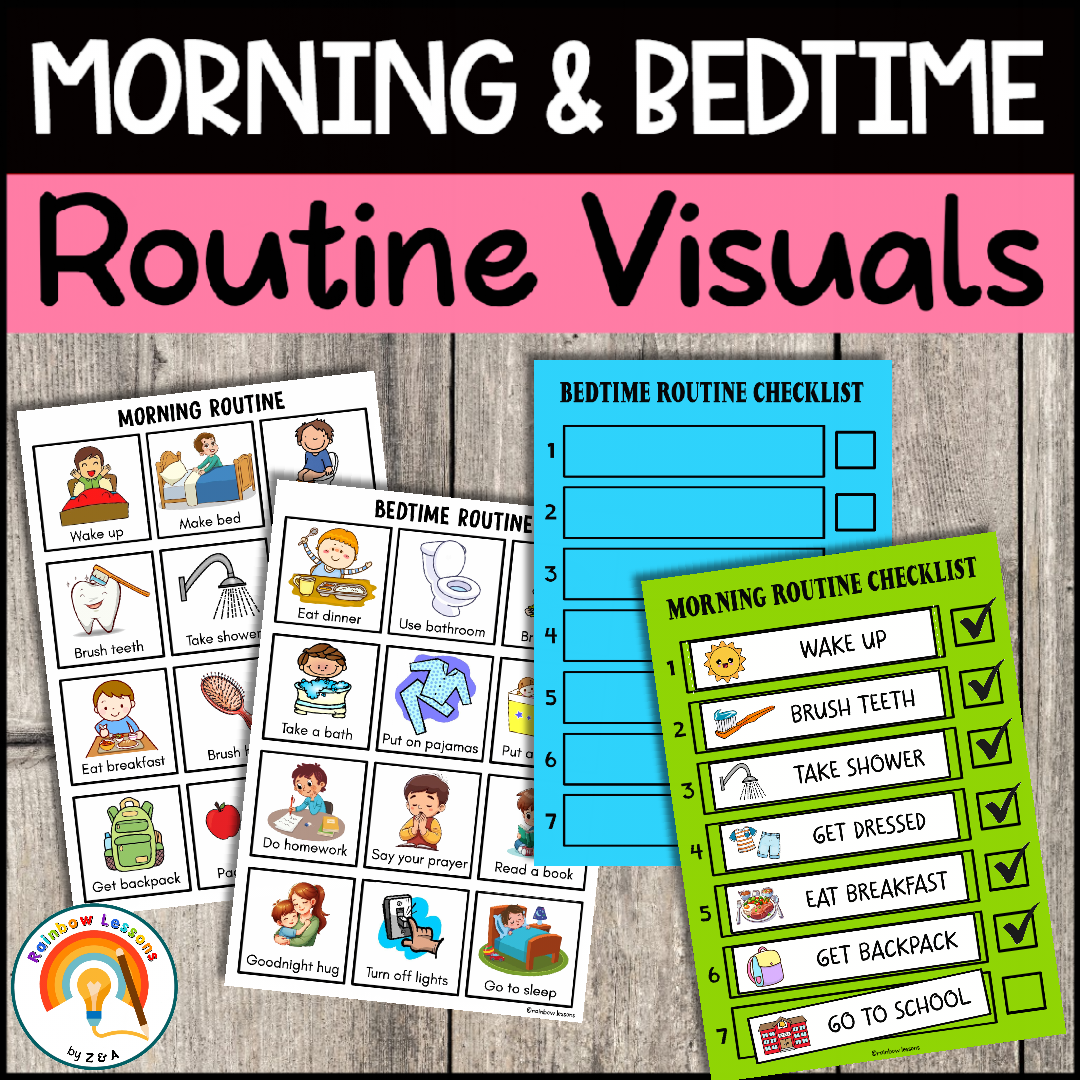 Morning and bedtime routine visuals for kids.