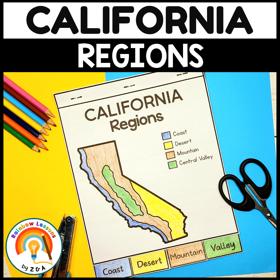 Map of California regions for educational use